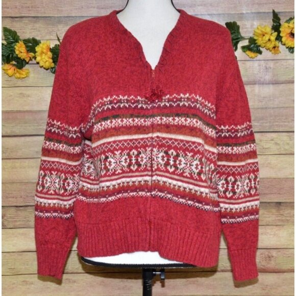 Vintage Tiara International Ladies L Zip Up Sweater Cardigan Granny Sweater - Picture 1 of 12